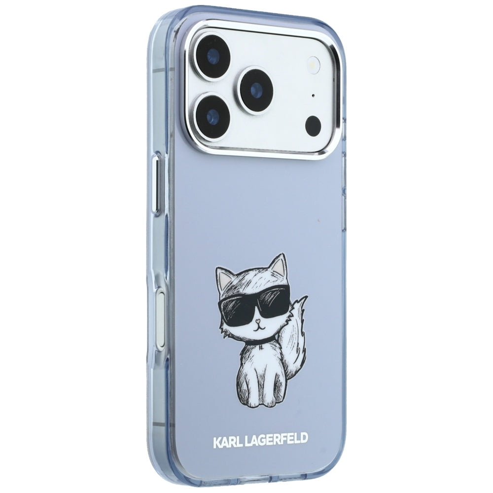Funda MagSafe para Apple iPhone 18 Pro / 17 Pro, Karl Lagerfeld, IML Choupette Body Sketch Print, Azul