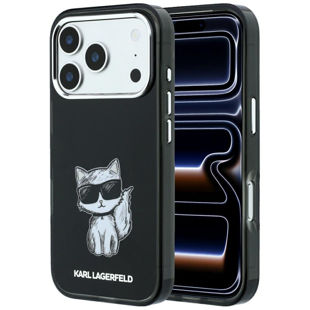 Funda MagSafe para Apple iPhone 18 Pro / 17 Pro, Karl Lagerfeld, IML Choupette Body Sketch Print, Negra