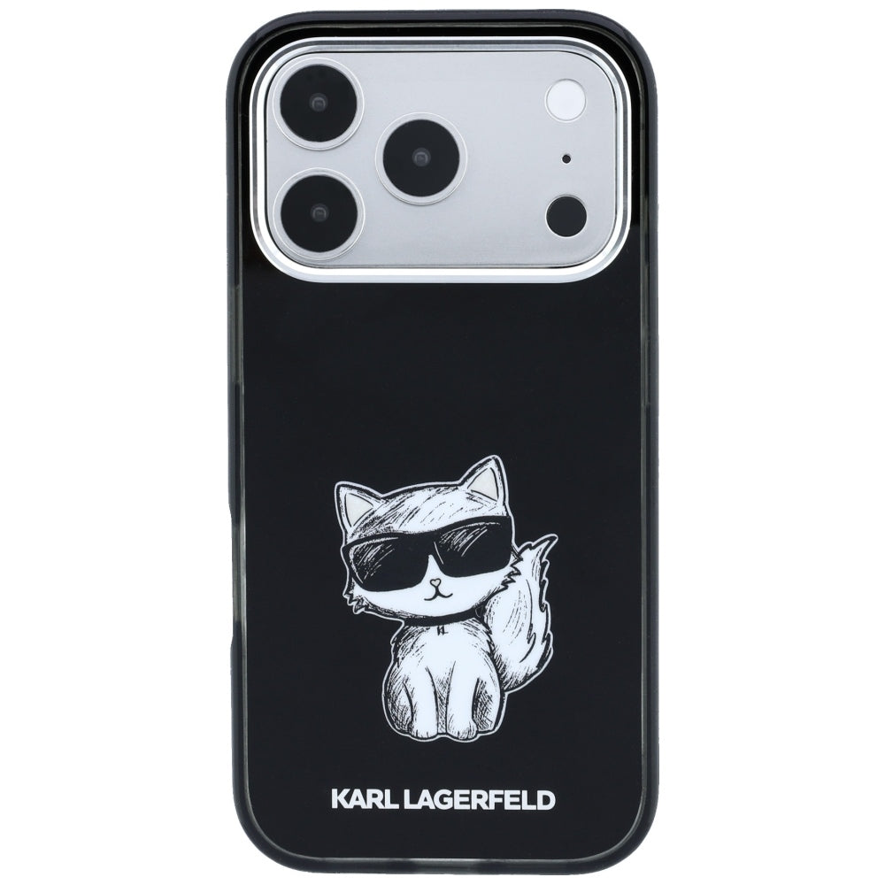 Funda MagSafe para Apple iPhone 18 Pro / 17 Pro, Karl Lagerfeld, IML Choupette Body Sketch Print, Negra