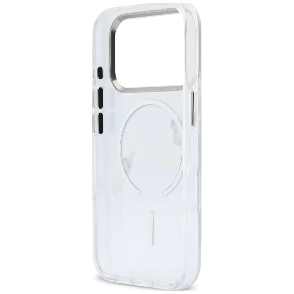 Funda MagSafe para Apple iPhone 18 Pro / 17 Pro, Karl Lagerfeld, IML Choupette Karl Script Logo, Transparente