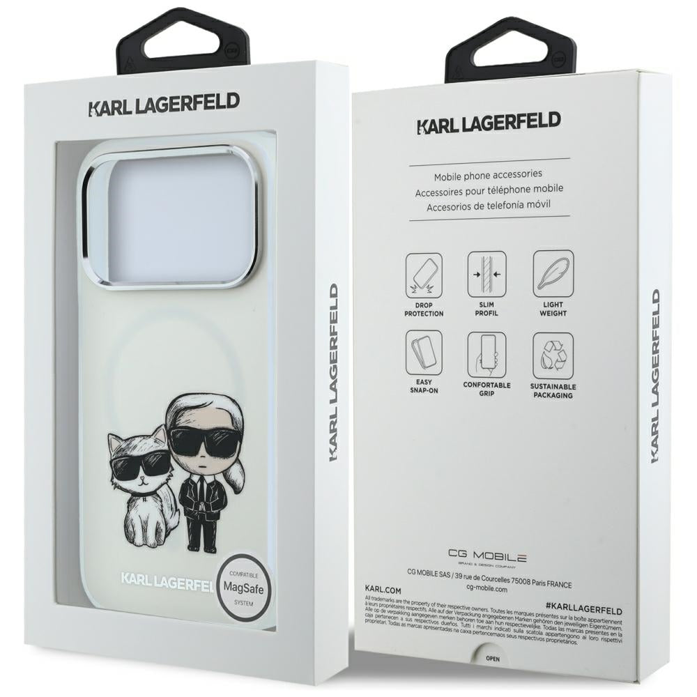 Funda MagSafe para Apple iPhone 18 Pro / 17 Pro, Karl Lagerfeld, IML KC Bodies Sketch Print, Beige