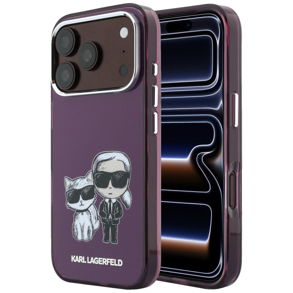 Funda MagSafe para Apple iPhone 18 Pro / 17 Pro, Karl Lagerfeld, IML KC Bodies Sketch Print, Burdeos