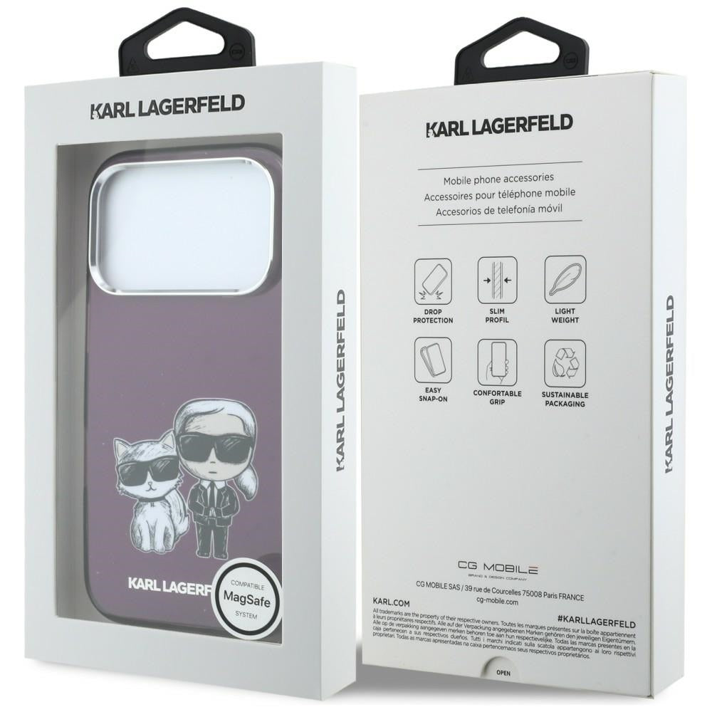 Funda MagSafe para Apple iPhone 18 Pro / 17 Pro, Karl Lagerfeld, IML KC Bodies Sketch Print, Burdeos