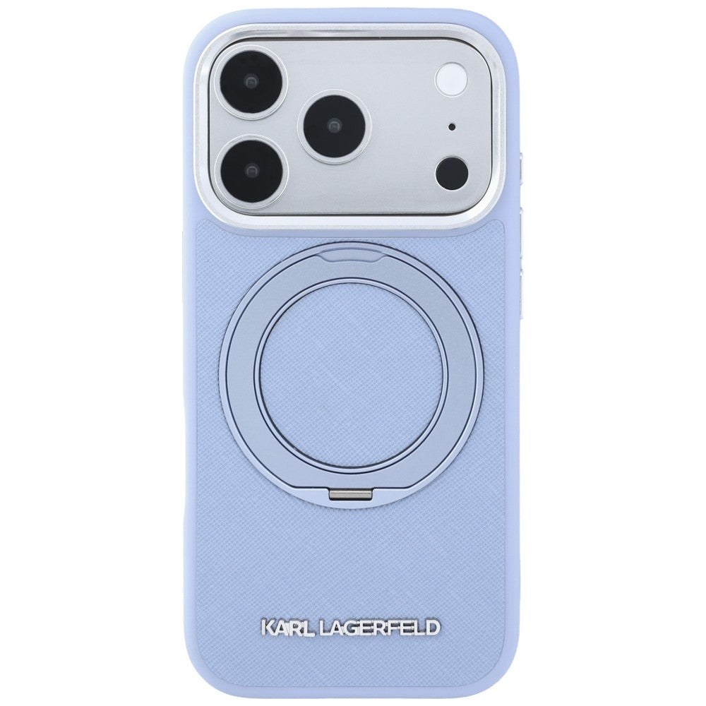 Funda MagSafe para Apple iPhone 18 Pro / 17 Pro, Karl Lagerfeld, Ring Stand 360 Saffiano, Azul