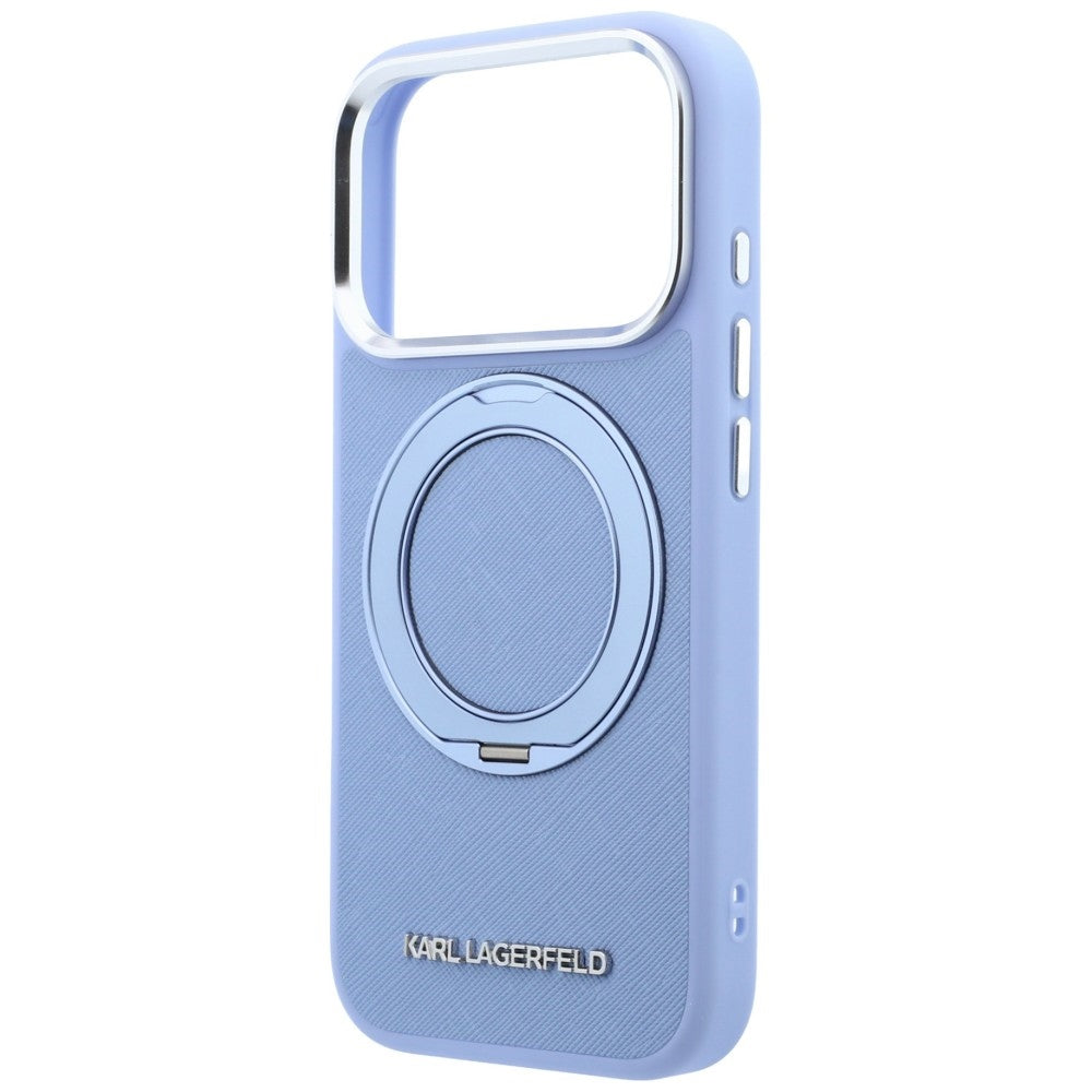 Funda MagSafe para Apple iPhone 18 Pro / 17 Pro, Karl Lagerfeld, Ring Stand 360 Saffiano, Azul