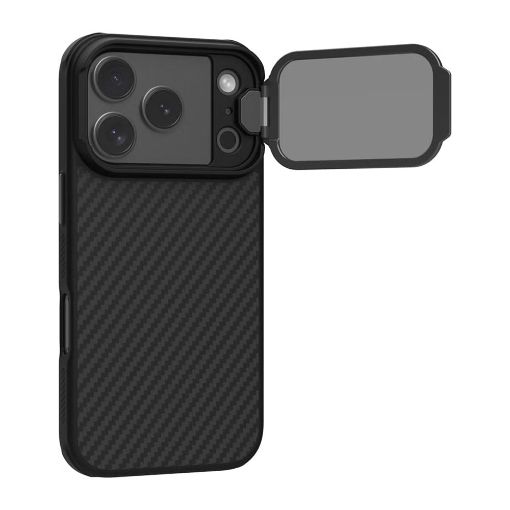 Funda MagSafe para Apple iPhone 18 Pro / 17 Pro, Nillkin, CarboProp con cubierta de lente negra transparente, Negra