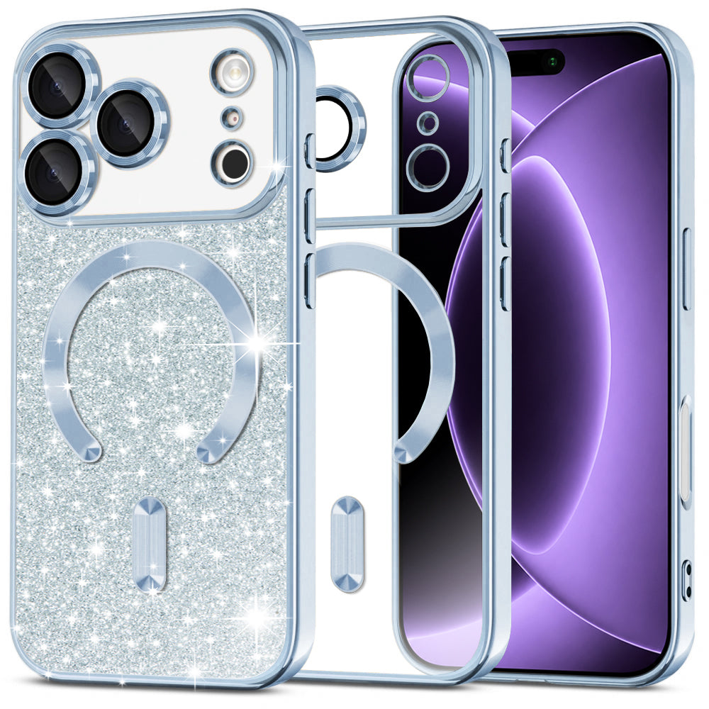 Funda MagSafe para Apple iPhone 18 Pro / 17 Pro, Techsuit, Luxury Glitter, Azul