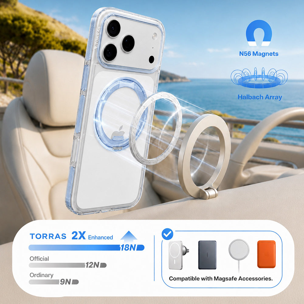 Funda MagSafe para Apple iPhone 18 Pro / 17 Pro, Torras, Ostand O3 Light, Azul