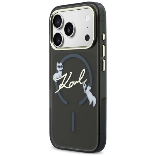 Funda MagSafe para Apple iPhone 18 Pro, Karl Lagerfeld, IML Choupette Karl Script Logo, Negra