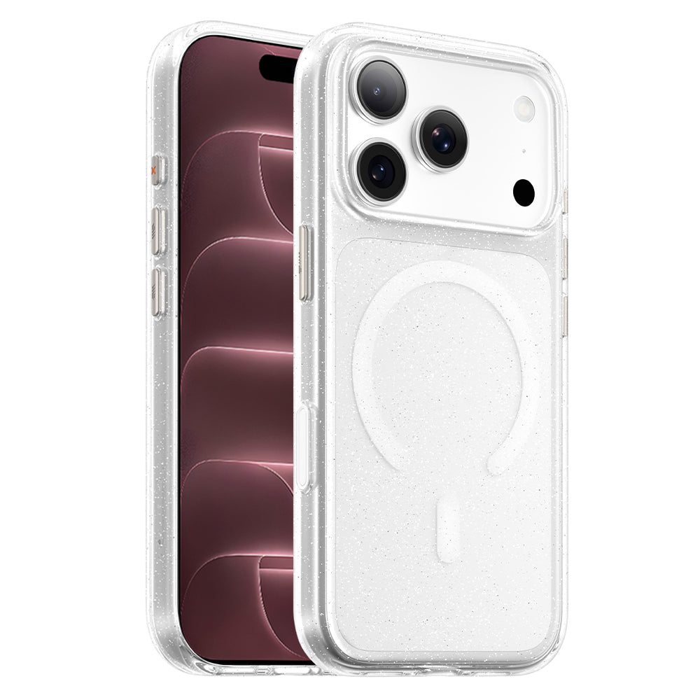 Funda MagSafe para Apple iPhone 18 Pro Max / 17 Pro Max, Blueo, Crystal Pro anticaídas con purpurina, transparente