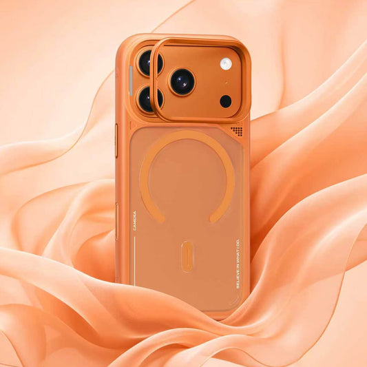 Funda MagSafe para Apple iPhone 18 Pro Max / 17 Pro Max, Blueo, soporte con disipación del calor, naranja satinada