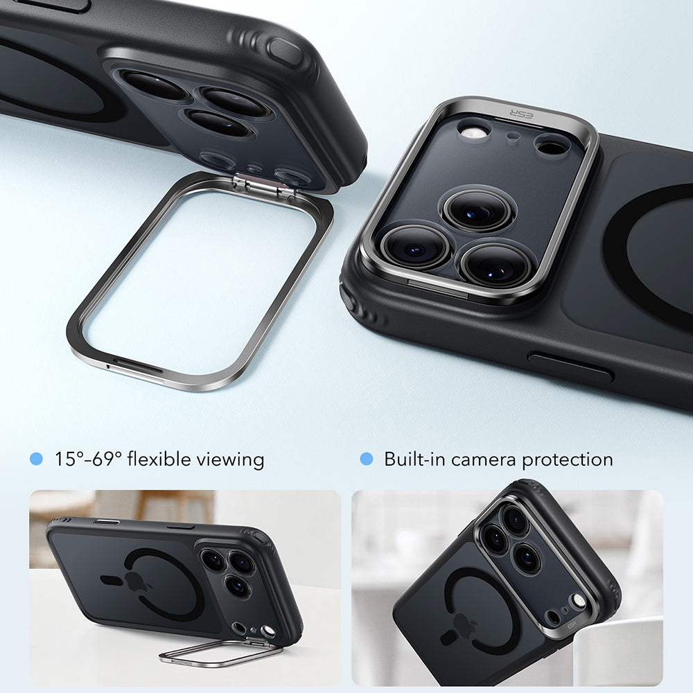 Funda MagSafe para Apple iPhone 18 Pro Max / 17 Pro Max, ESR, Classic Hybrid Kickstand, Negra Satinada