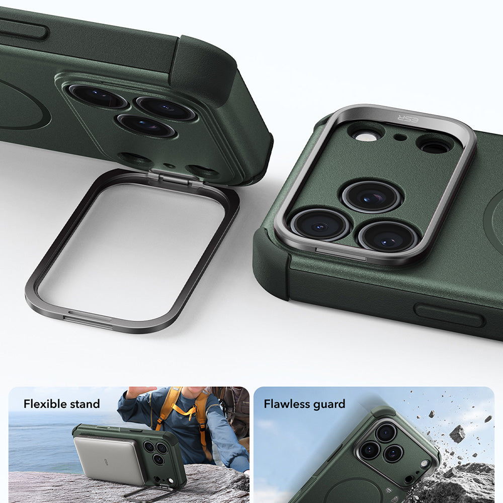 Funda MagSafe para Apple iPhone 18 Pro Max / 17 Pro Max, ESR, Cyber Armor Kickstand, Verde