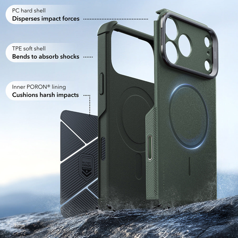 Funda MagSafe para Apple iPhone 18 Pro Max / 17 Pro Max, ESR, Cyber Armor Kickstand, Verde