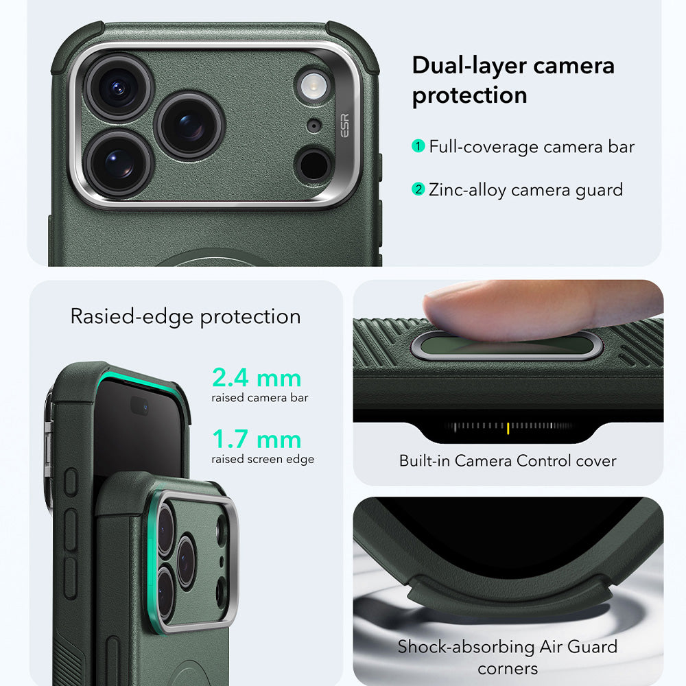 Funda MagSafe para Apple iPhone 18 Pro Max / 17 Pro Max, ESR, Cyber Armor Kickstand, Verde
