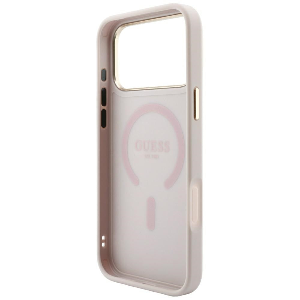 Funda MagSafe para Apple iPhone 18 Pro Max / 17 Pro Max, Guess, 4G Embossed Classic, Rosa