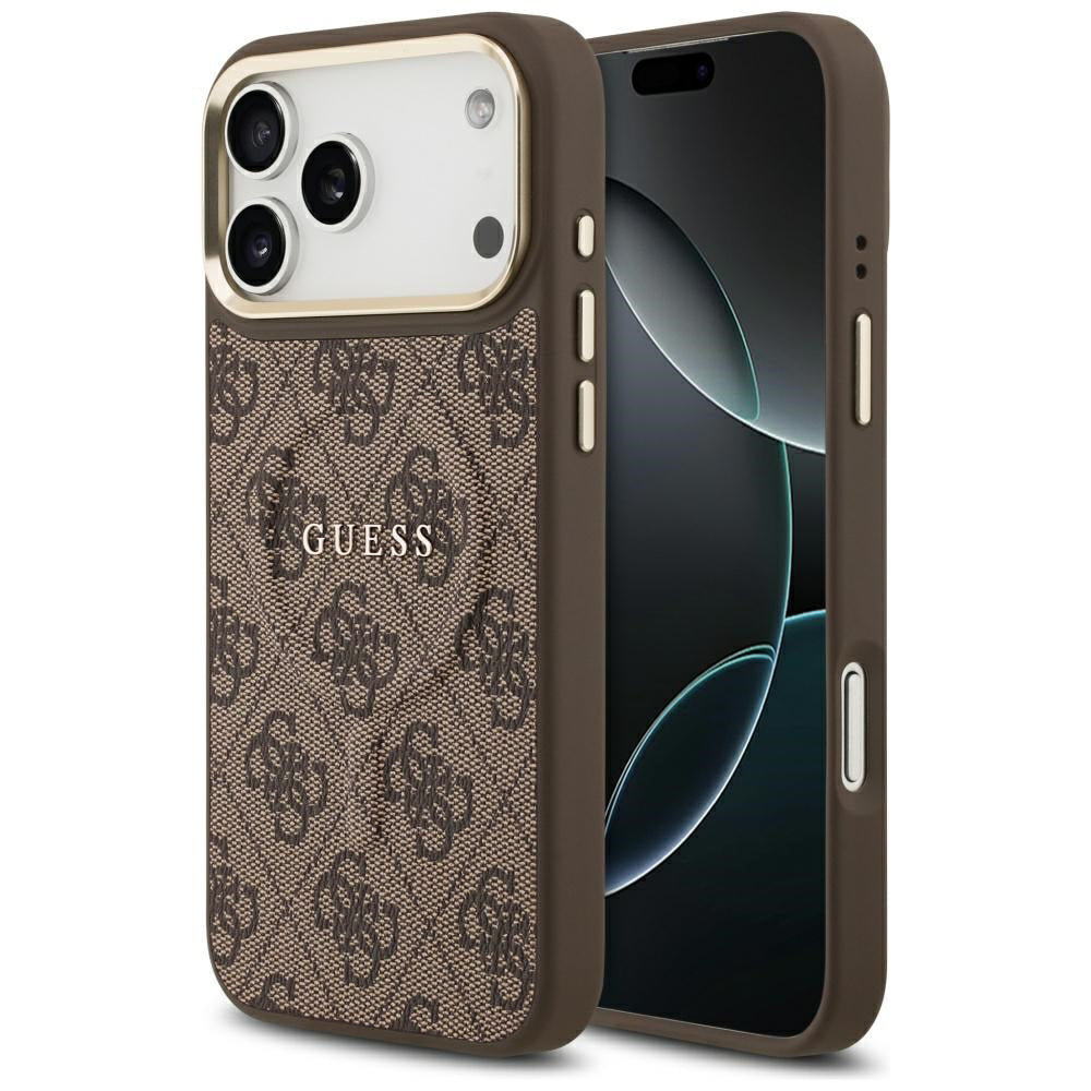 Funda MagSafe para Apple iPhone 18 Pro Max / 17 Pro Max, Guess, 4G Embossed Ring Classic Logo, Marrón