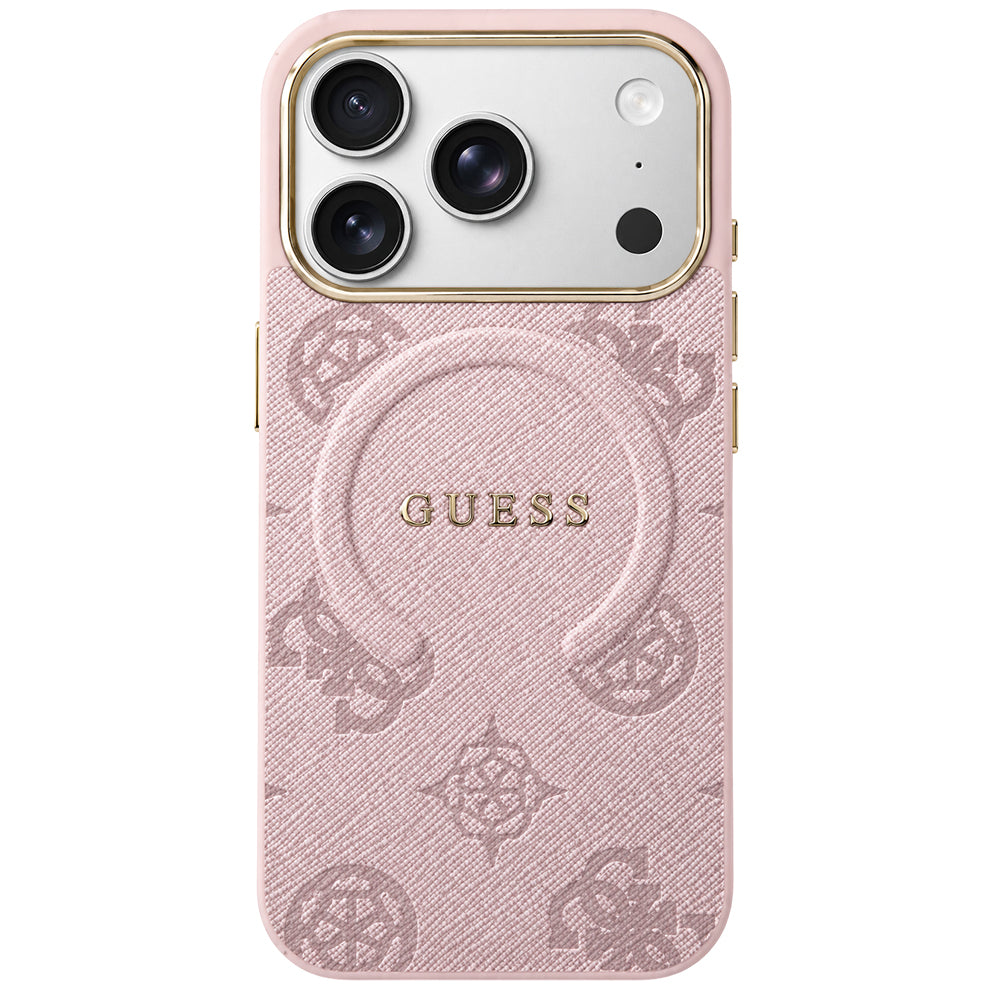 Funda MagSafe para Apple iPhone 18 Pro Max / 17 Pro Max, Guess, 4G Embossed Ring Classic Logo, Rosa