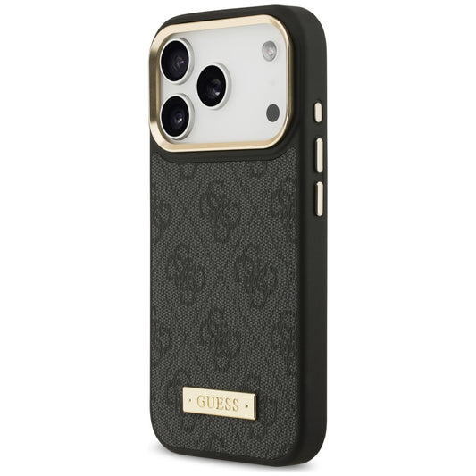 Funda MagSafe para Apple iPhone 18 Pro Max / 17 Pro Max, Guess, 4G Logo Plate, negra