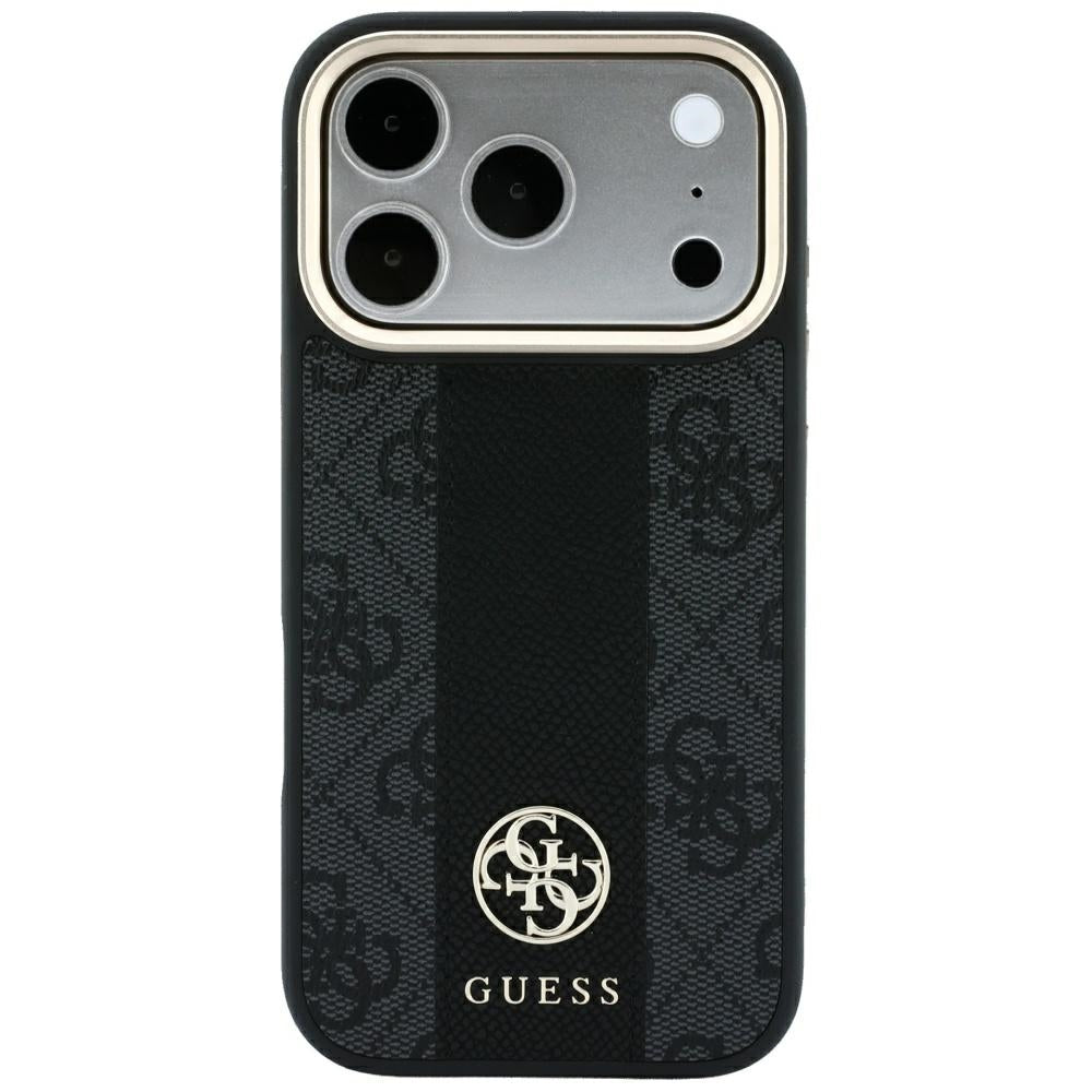 Funda MagSafe para Apple iPhone 18 Pro Max / 17 Pro Max, Guess, 4G Stripe Round Classic Logo, Negra