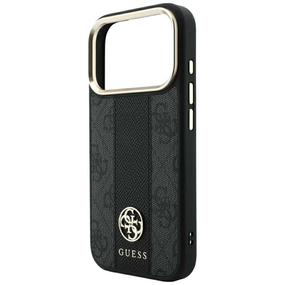 Funda MagSafe para Apple iPhone 18 Pro Max / 17 Pro Max, Guess, 4G Stripe Round Classic Logo, Negra