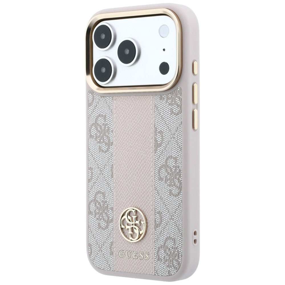 Funda MagSafe para Apple iPhone 18 Pro Max / 17 Pro Max, Guess, 4G Stripe Round Classic Logo, Rosa