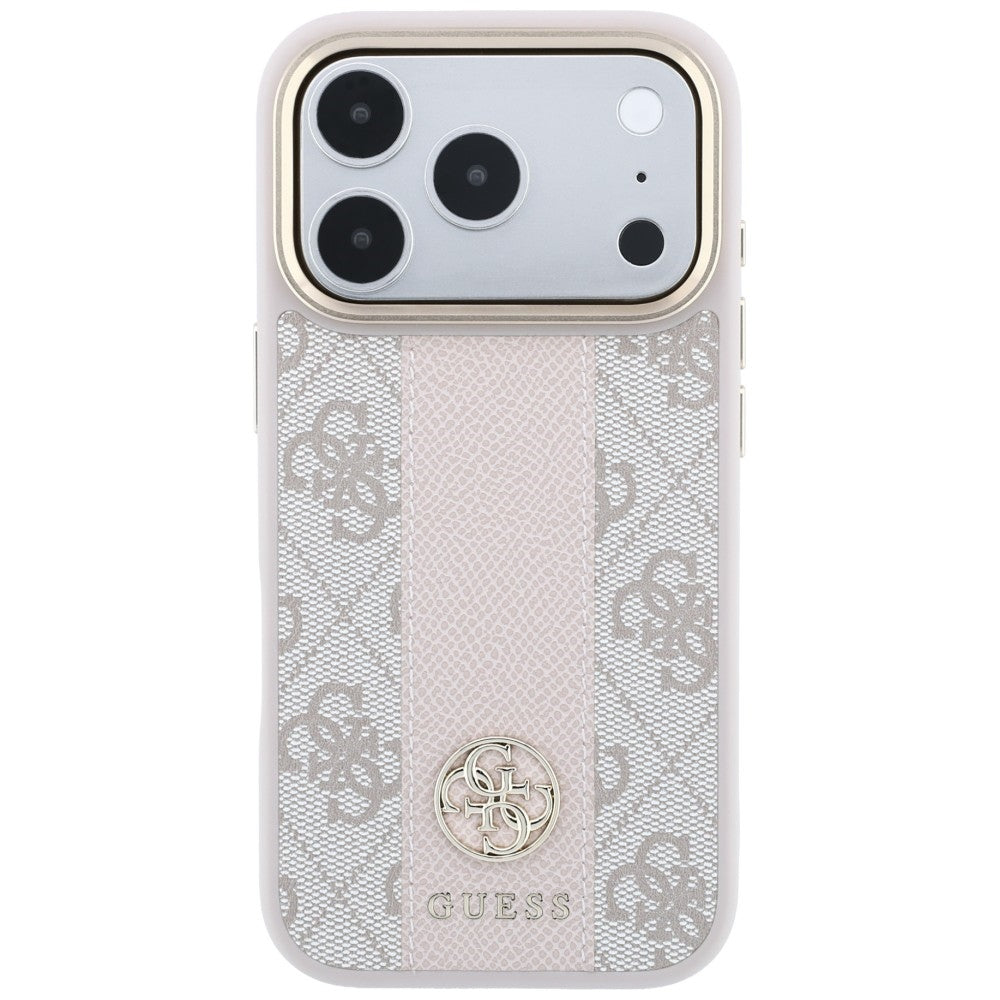 Funda MagSafe para Apple iPhone 18 Pro Max / 17 Pro Max, Guess, 4G Stripe Round Classic Logo, Rosa