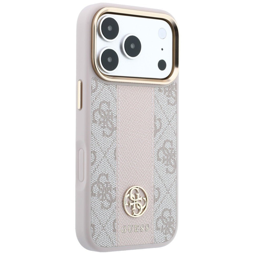 Funda MagSafe para Apple iPhone 18 Pro Max / 17 Pro Max, Guess, 4G Stripe Round Classic Logo, Rosa