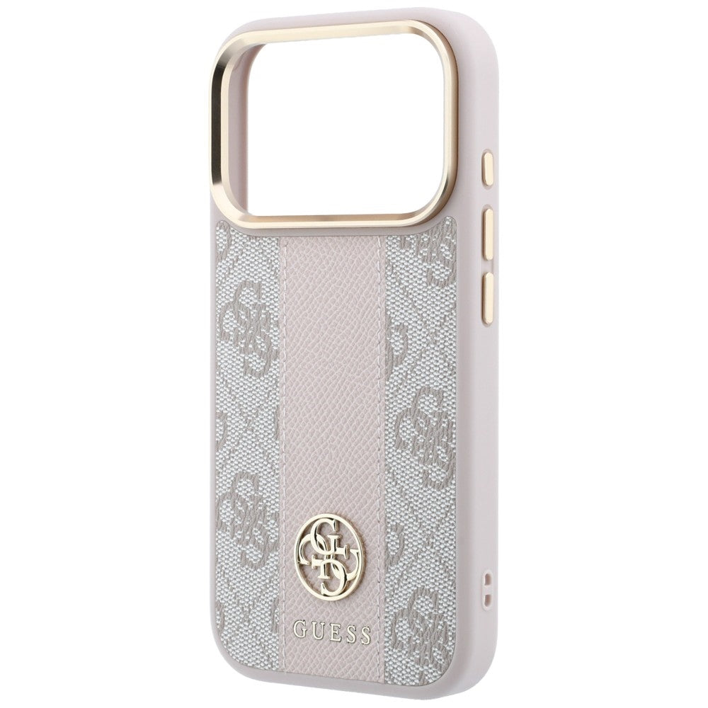Funda MagSafe para Apple iPhone 18 Pro Max / 17 Pro Max, Guess, 4G Stripe Round Classic Logo, Rosa