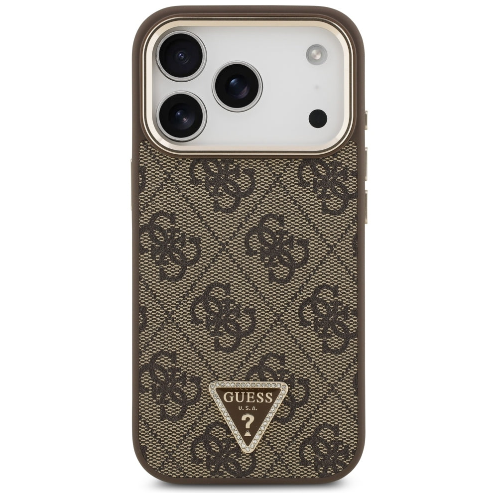 Funda MagSafe para Apple iPhone 18 Pro Max / 17 Pro Max, Guess, Logo Triángulo 4G, Marrón