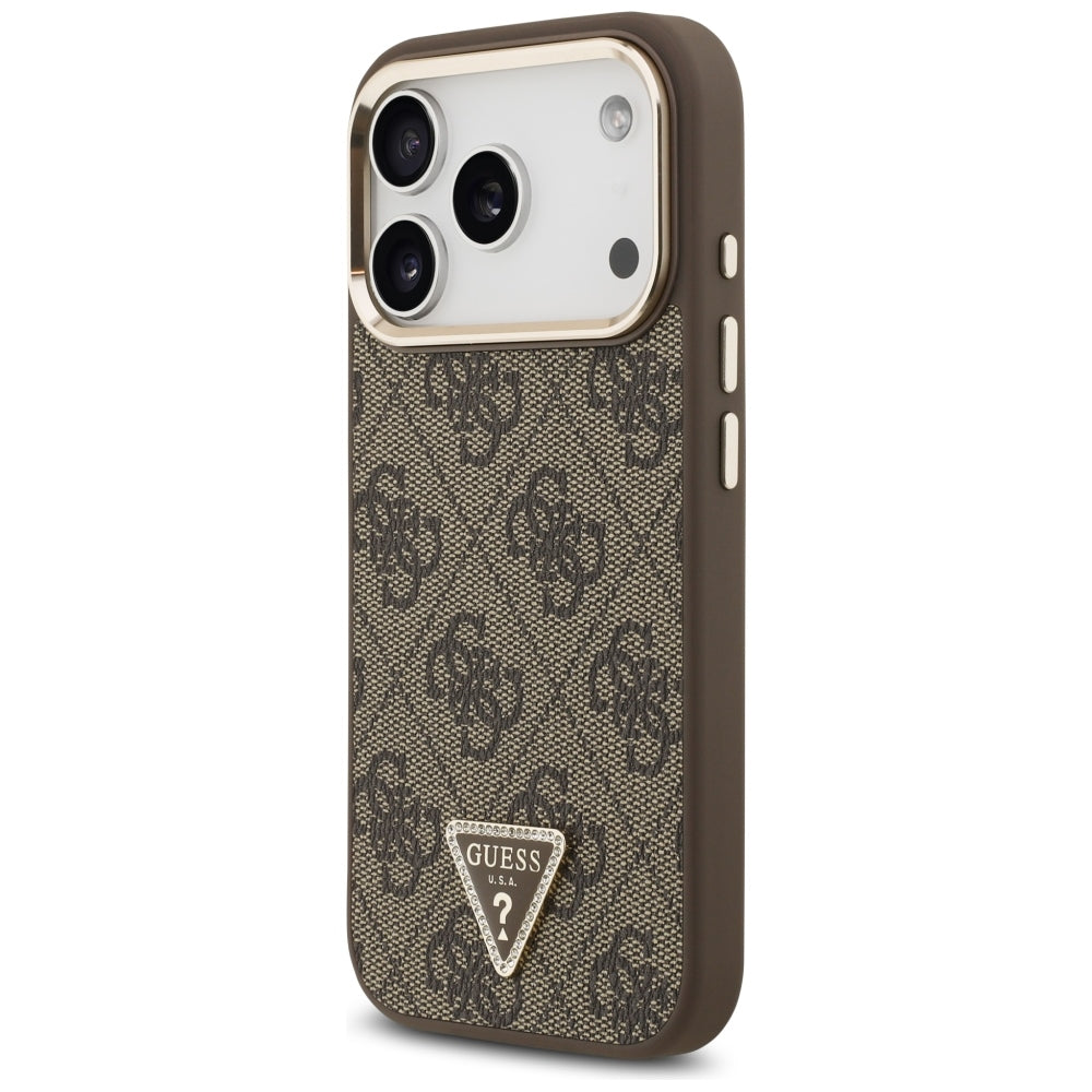 Funda MagSafe para Apple iPhone 18 Pro Max / 17 Pro Max, Guess, Logo Triángulo 4G, Marrón
