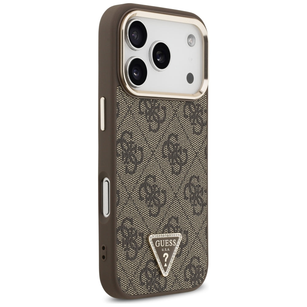 Funda MagSafe para Apple iPhone 18 Pro Max / 17 Pro Max, Guess, Logo Triángulo 4G, Marrón