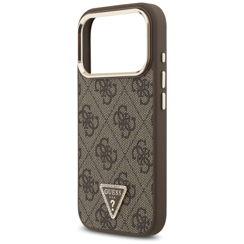 Funda MagSafe para Apple iPhone 18 Pro Max / 17 Pro Max, Guess, Logo Triángulo 4G, Marrón