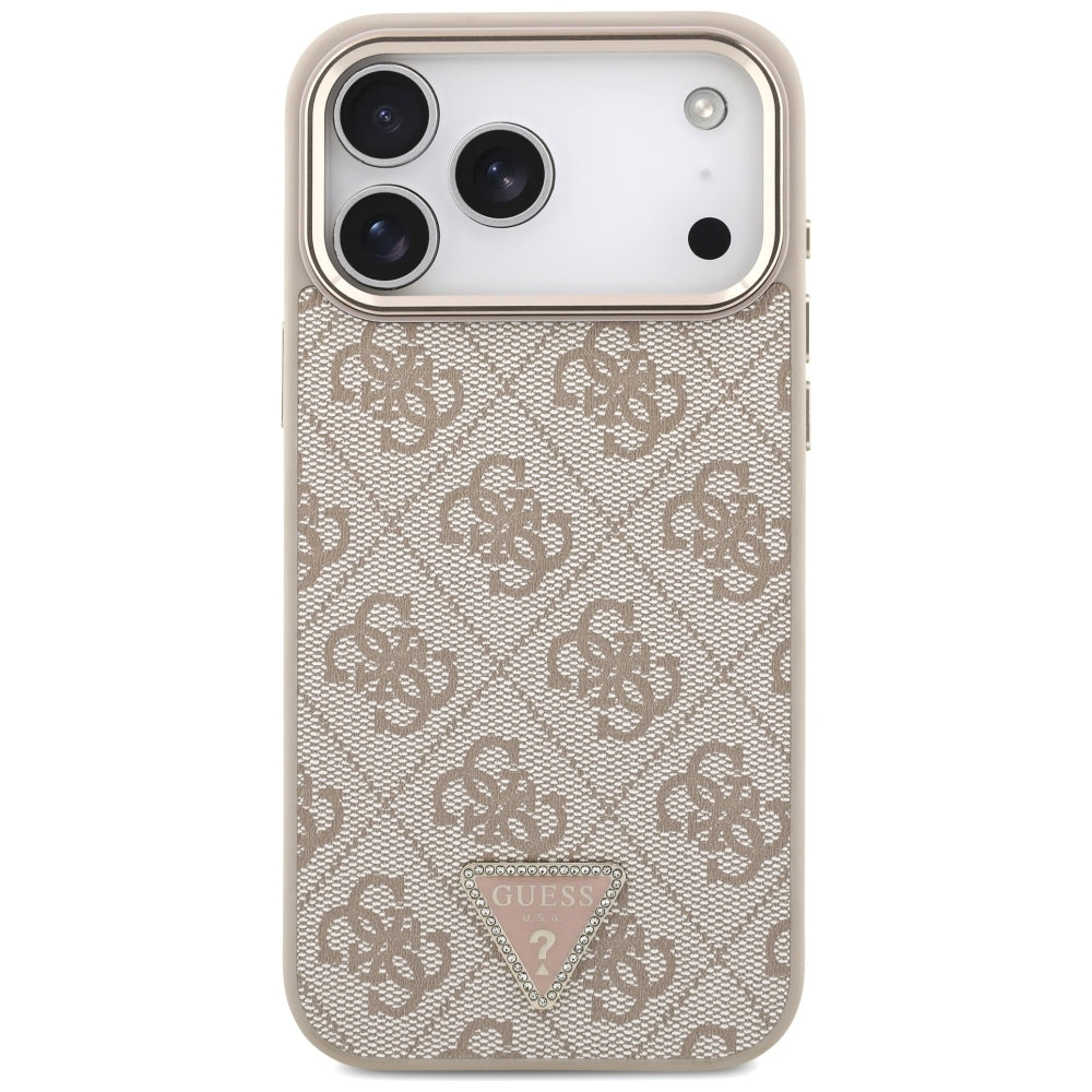 Funda MagSafe para Apple iPhone 18 Pro Max / 17 Pro Max, Guess, Logo Triángulo 4G, Rosa