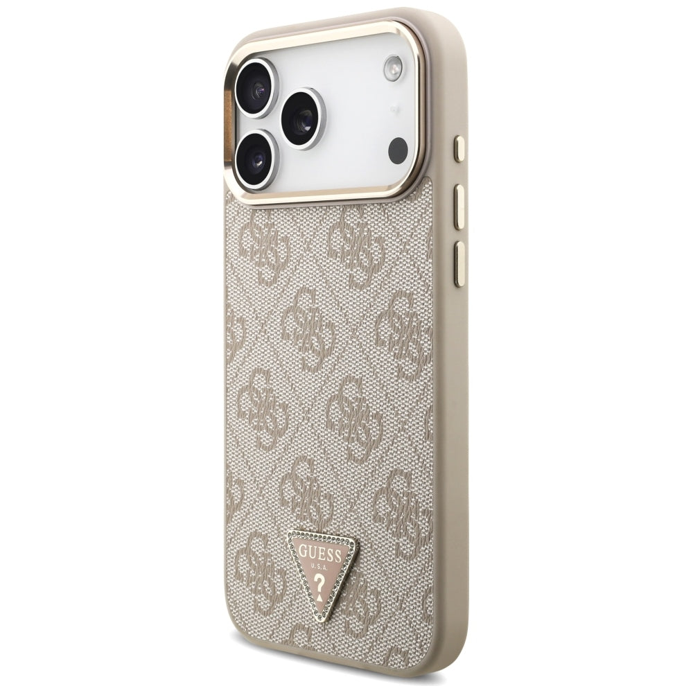 Funda MagSafe para Apple iPhone 18 Pro Max / 17 Pro Max, Guess, Logo Triángulo 4G, Rosa