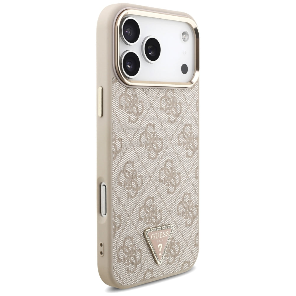 Funda MagSafe para Apple iPhone 18 Pro Max / 17 Pro Max, Guess, Logo Triángulo 4G, Rosa