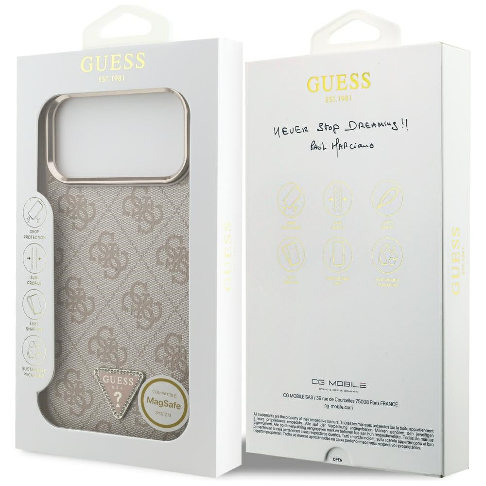 Funda MagSafe para Apple iPhone 18 Pro Max / 17 Pro Max, Guess, Logo Triángulo 4G, Rosa