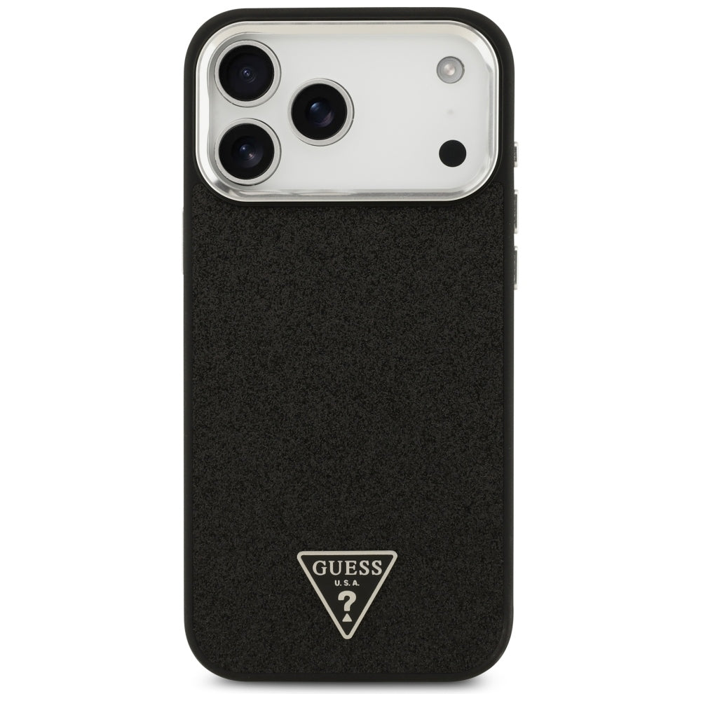 Funda MagSafe para Apple iPhone 18 Pro Max / 17 Pro Max, Guess, Logo Triángulo con Purpurina, Negra