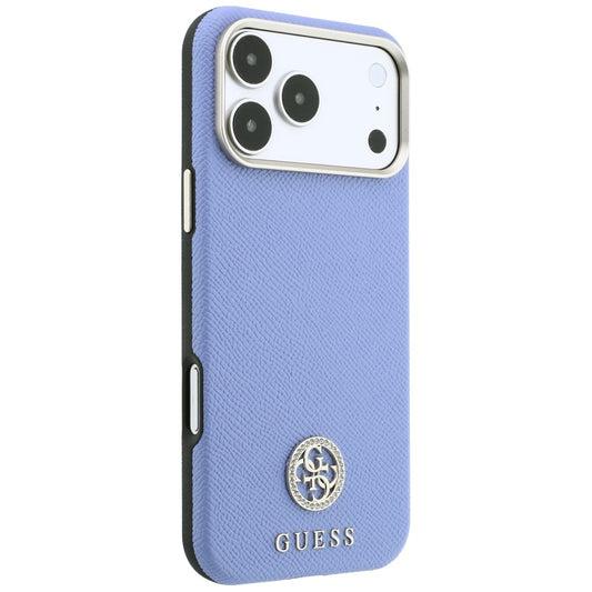 Funda MagSafe para Apple iPhone 18 Pro Max / 17 Pro Max, Guess, Logo Redondo con Strass Granulado, Azul
