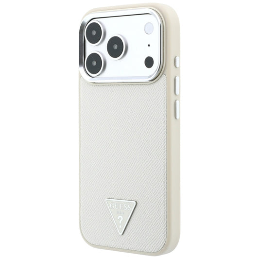 Funda MagSafe para Apple iPhone 18 Pro Max / 17 Pro Max, Guess, Logo Triángulo Granulado, Beige