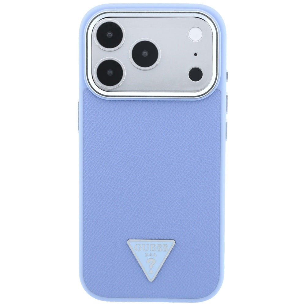Funda MagSafe para Apple iPhone 18 Pro Max / 17 Pro Max, Guess, Logotipo Triángulo Granulado, Azul