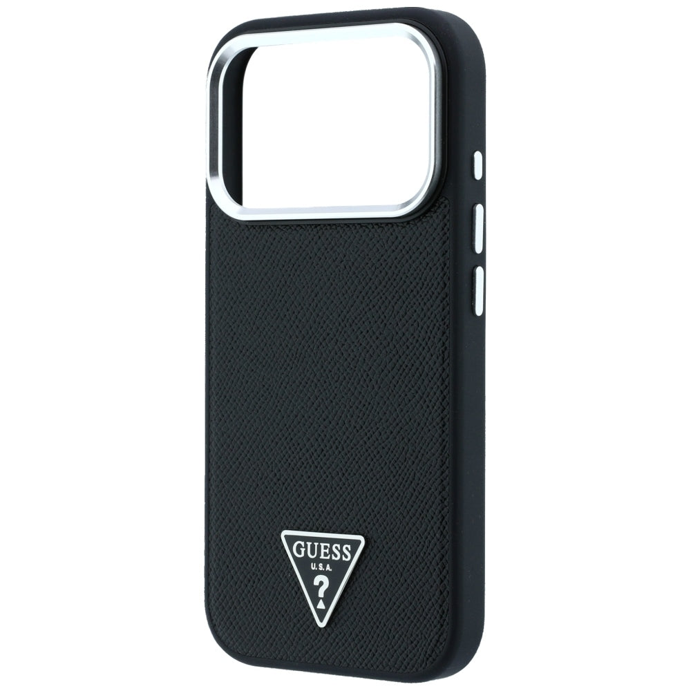 MagSafe Case for Apple iPhone 18 Pro Max / 17 Pro Max, Guess, Grained Triangle Logo, Black