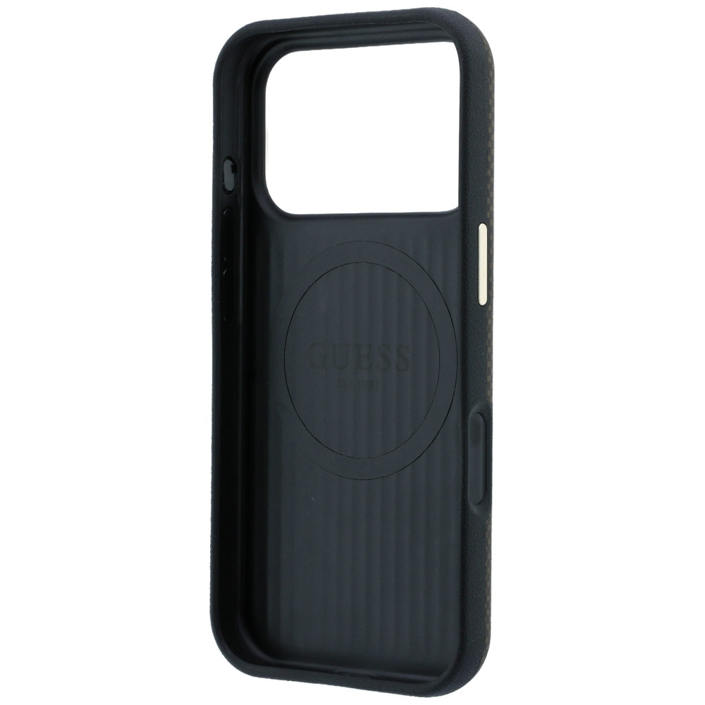 Funda MagSafe para Apple iPhone 18 Pro Max / 17 Pro Max, Guess, Logo Triángulo de Kevlar, Marrón