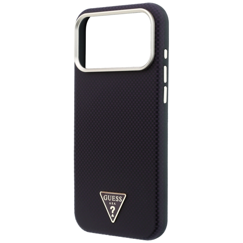 Funda MagSafe para Apple iPhone 18 Pro Max / 17 Pro Max, Guess, Logo Triángulo de Kevlar, Burdeos
