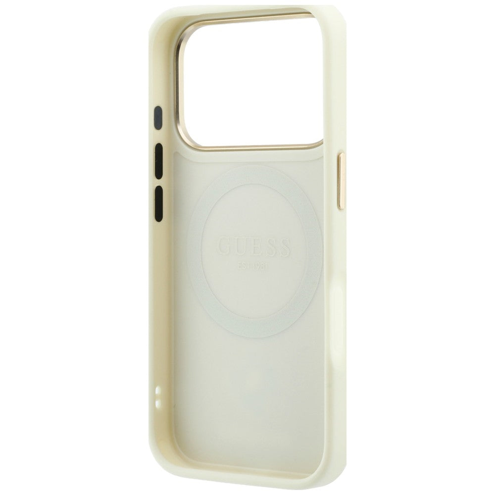 Funda MagSafe para Apple iPhone 18 Pro Max / 17 Pro Max, Guess, Peony 4G Small Logo, Beige