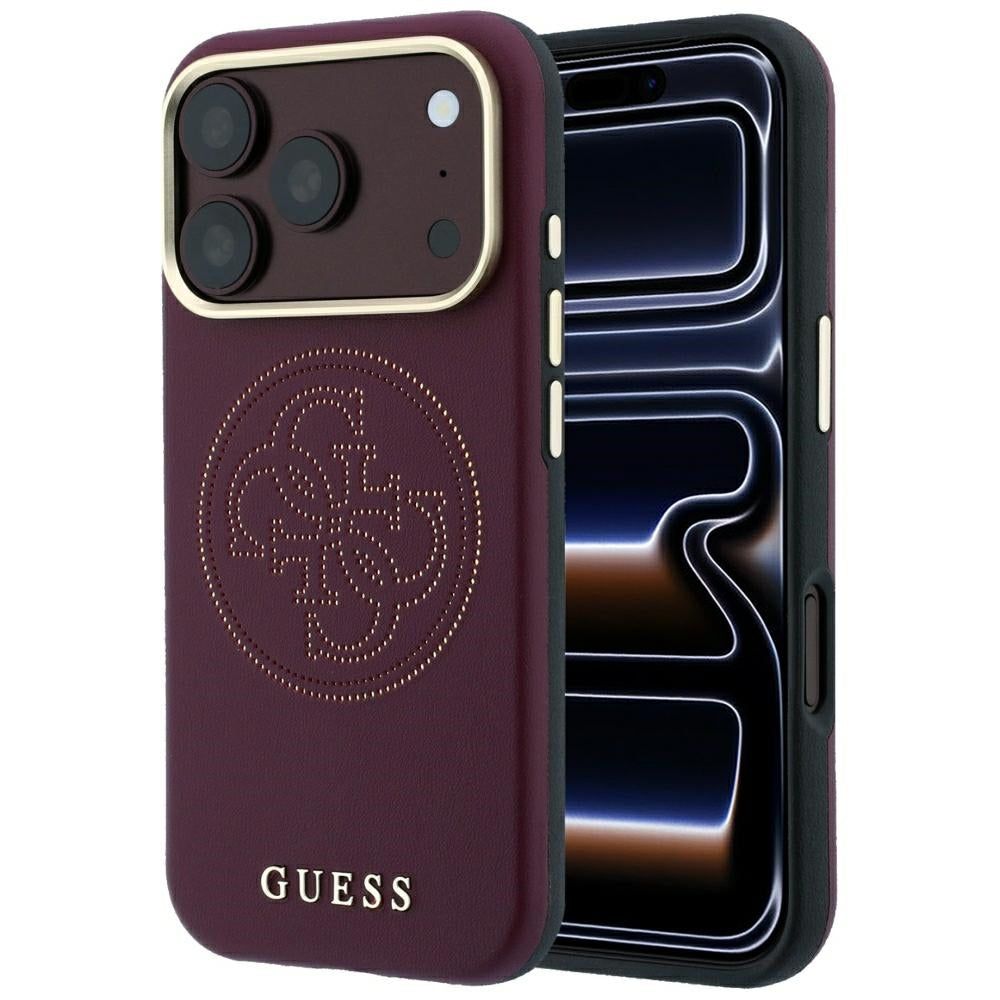 Funda MagSafe para Apple iPhone 18 Pro Max / 17 Pro Max, Guess, Perforada 4G, Burdeos