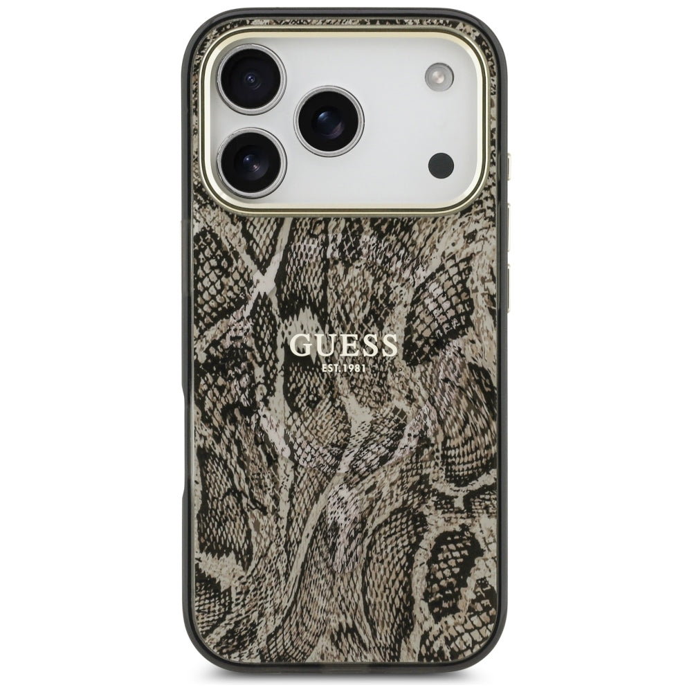 Funda MagSafe para Apple iPhone 18 Pro Max / 17 Pro Max, Guess, Patrón de Pitón, Marrón