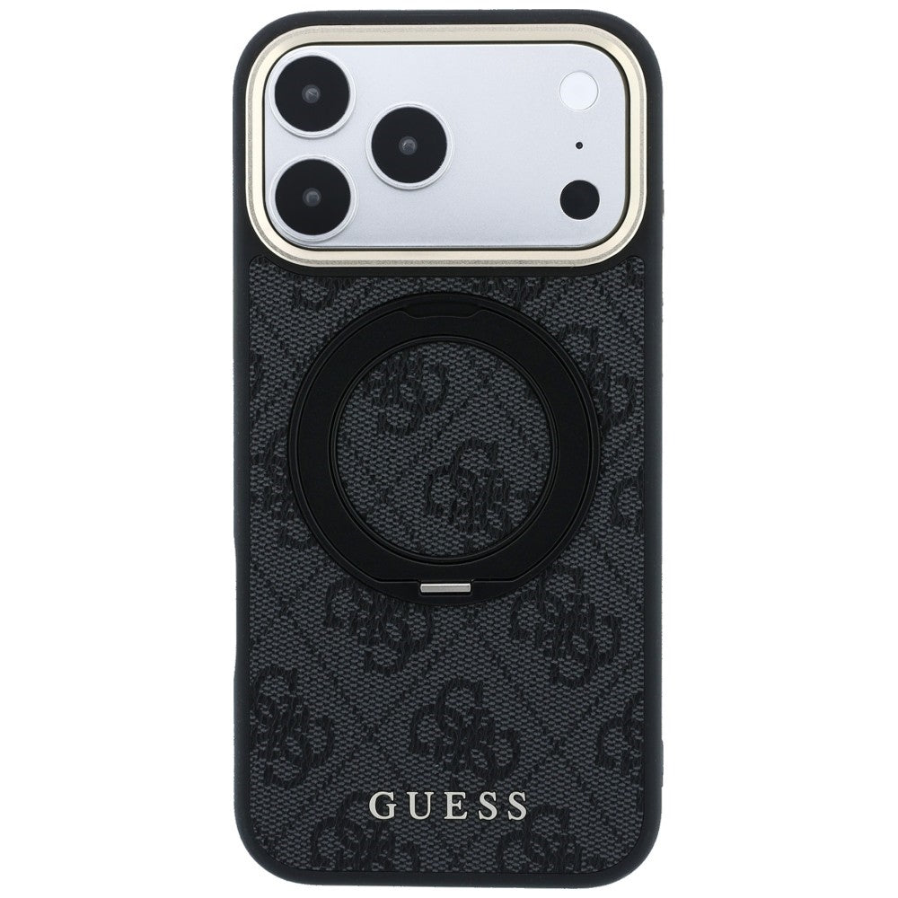 Funda MagSafe para Apple iPhone 18 Pro Max / 17 Pro Max, Guess, Soporte de Anillo Logo Clásico, Negra