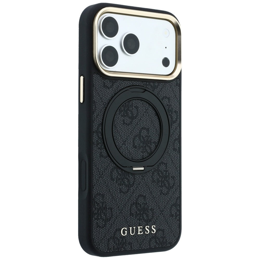 Funda MagSafe para Apple iPhone 18 Pro Max / 17 Pro Max, Guess, Soporte de Anillo Logo Clásico, Negra