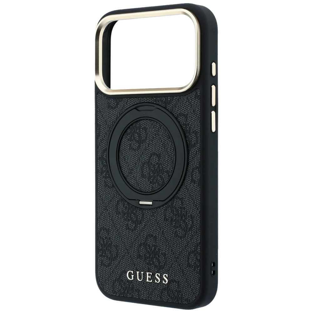 Funda MagSafe para Apple iPhone 18 Pro Max / 17 Pro Max, Guess, Soporte de Anillo Logo Clásico, Negra